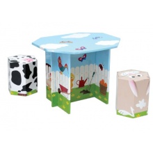 Krooom,Tisch mit 2 Hockern Bauernhof Kindersitzgruppe  Bild 1