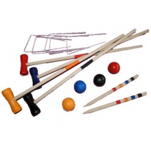 17 tlg. Set KROCKET KRICKET 4 SPIELER 21tlg. HOLZ  Bild 1