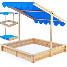 Sandkasten,Sankiste 140x140cm mit Sonnendach,DEUBA Bild 1