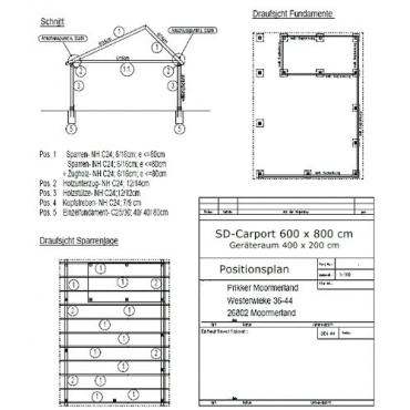 Carport Satteldach SPA 600 x 800cm von PRIKKER Bild 1