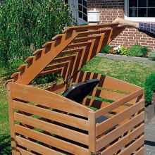 Promex Vario III Mülltonnenbox für 1 Tonne, braun Bild 1