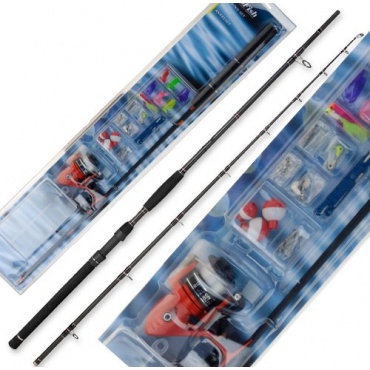 Angelset Steckrute + Rolle + ca. 60 Teile, Nerd Clear Bild 1