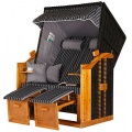 Strandkorb PE Rattan Graue Nadelstreifen Bild 1