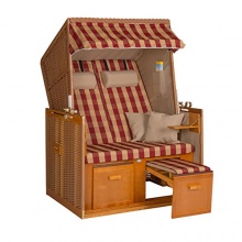 Strandkorb Nordsee Deluxe BUB bordeaux-natur karierter  Bild 1