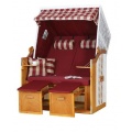 Strandkorb Rattan Kariert Roter Stoff Bild 1