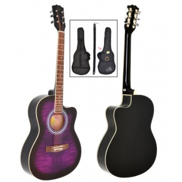 ts-ideen Design Akustik Westerngitarre mit Motivdruck in Flieder Lila  Bild 1