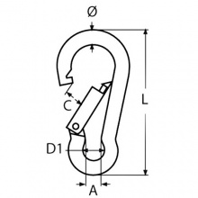 1 x Karabiner 8x80 mm Feuerwehrkarabiner Edelstahl V4A Bild 1