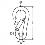 1 x Karabiner 8x80 mm Feuerwehrkarabiner Edelstahl V4A Bild 1