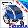 homcom Fahrradanhnger Jogger 2 in 1 blau/grau Bild 1