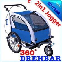 homcom Fahrradanhnger Jogger 2 in 1 blau/grau Bild 1