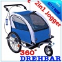homcom Fahrradanhnger Jogger 2 in 1 blau/grau Bild 1