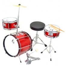 4 teiliges Kinder Drumset Schlagzeug in Rot-Metallic Bild 1