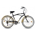26zoll BEACHCRUISER von KCP 6 Gang schwarz gold RETRO Bild 1