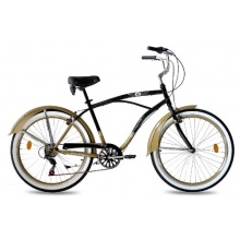26zoll BEACHCRUISER von KCP 6 Gang schwarz gold RETRO Bild 1