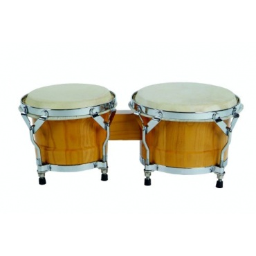 Goldon Bongo, Professional Serie, mit Naturfell, spannbar, ca. 18 + 21 cm, Holz natur, Percussion Bild 1