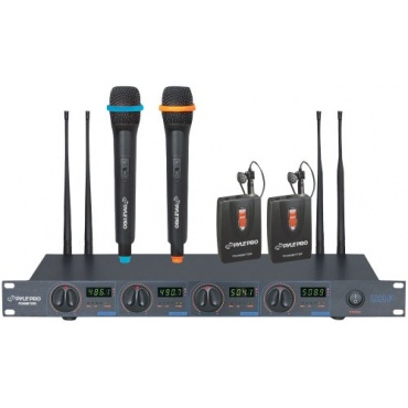 Uhf 4-Channel Drahtlose Mic System mit 2 Handheld und 2 Lavalier Mics von PylePro, drahtlos Bild 1
