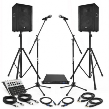 450W PA-Komplettset mit 12 Zoll (305 cm) Lautsprecher Mischpult Endstufe Stande und Mikrofone von Gear4Music Bild 1