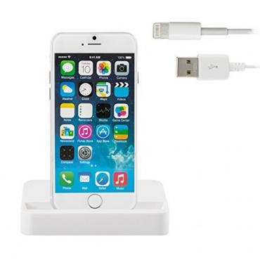 Premium Set mit Dockingstation Ladestation für Apple iPhone 6 und iPhone 6 Plus + USB Datenkabel / Ladekabel weiß von iprotect Bild 1