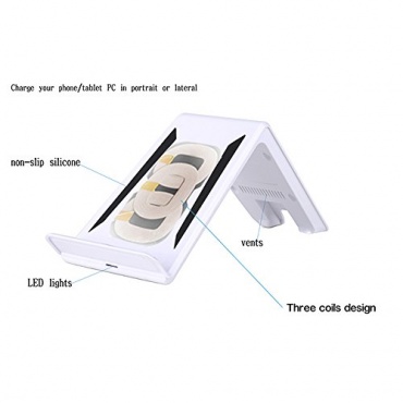Qi Wireless-Ladegerät Sender Drei Spulen mit Halter-Standplatz für Telefon / Tablet PC iPad mini von Andoer Bild 1