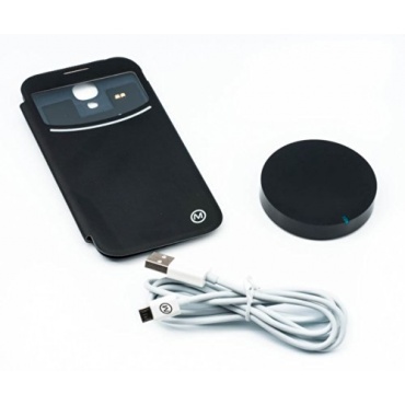 Drahtlos QI Induktionsladegerät schwarz + S4 QI Lade-Empfänger Cover Case für Galaxy S4 S IV i9500 von Qumox Bild 1