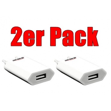 USB Ladegerät (1000mAh, 5V, 5 Watt) für Apple iPhone/iPod Mini Shuffle/Classic Nano 5G/6G weiß (2 Stück) Netzteil von COM-FOUR Bild 1