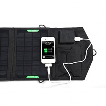 Wasserdichte Outdoor Reise faltbar Dual Ausgabe Solar Panel Ladegerät für iPad iPhone Laptop (schwarz) von LEORX Bild 1