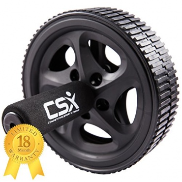 Bauchroller, Rad mit extra dicker Knieauflagematte und Komfort-Schaumgriffen, Schwarz - Dual, Doppel-Pro-Bauchübungsrad von CSX Bild 1