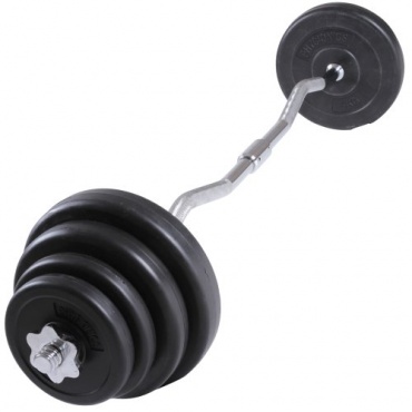 Curl-Hantelset 23,5kg Langhantel (SZ Curlstange) inkl. Gewichtsscheiben und Sternverschlüsse von Physionics Bild 1