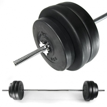 Langhantel, Hantelstange mit 6 Scheiben, Fitness-Sport, chrom, Länge: 168 cm, 2 x 5 kg und 4 x 10 kg von JOM Bild 1