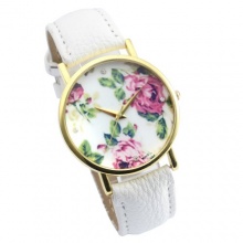 Better Dealz Vintage Blume Damen Analog Armbanduhr Basel-Stil 3 weiß Bild 1