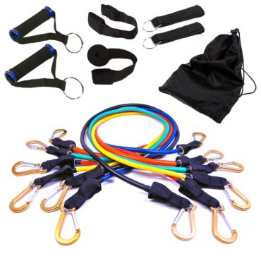 Body Fitness Tube Expander Premium Set 13-teiligs - Profi Expander Set mit 90 kg Zugkraft von Skaize Bild 1