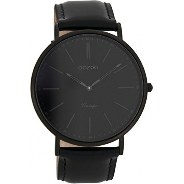 Oozoo Vintage Ultra Slim  Herren Analog Armbanduhr Leder 44 MM Black/Schwarz/Schwarz C7301 Bild 1