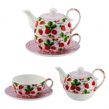4tlg. Set Tea for one Diamant, Design, Erdbeere, Teekanne von Jameson und Tailor Bild 1