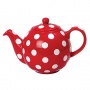 Globe Teekanne fr 4 Tassen rot mit weien Punkten London Pottery Co Bild 1
