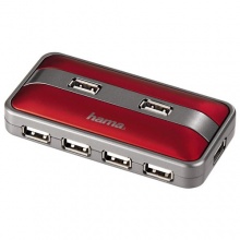 Hama USB 2.0 Hub 1:7 rot/anthrazit mit Netzteil Bild 1