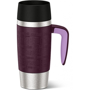 EMSA 514097 Isolierbecher TRAVEL MUG Handle, brombeer, 0,36 Liter (4 Std. heiß, 8 Std. kalt, spülmaschinenfest, 360° Trinköffnung, 100 % dicht) Bild 1