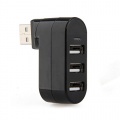 MENTEQ Schwarz USB 2.0 Hub Verteiler 3 Ports Highspeed 180 drehbar Bild 1