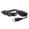 Flexible USB 2.0 Hub 4 Port Verteiler Kabel USB 4 fach schwarz Bild 1