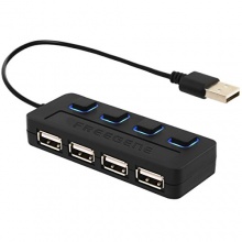 FREEGENE USB 2.0 Hub 4 Port Verteiler 4 Highspeed Schwarz Bild 1