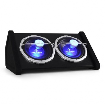 Auna 2x25cm passiver Double Doppel Subwoofer Auto Lichteffekt, 1600 Watt, LED-Effekt Bild 1
