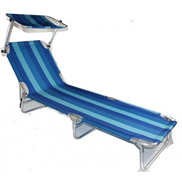 Liege RHODOS mit Sonnendach Liegestuhl Gartenliege Sonnenliege OCEAN BLUE Tragkraft bis zu 120 kg Bild 1