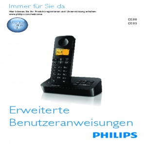 Bedienungsanleitung Philips D2051B/38 Schnurloses Telefon DECT schwarz